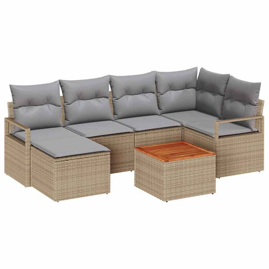 vidaXL Σετ Καναπέ Κήπου με μαξιλάρι 8 pcs Μπεζ συνθετικό ρατάν