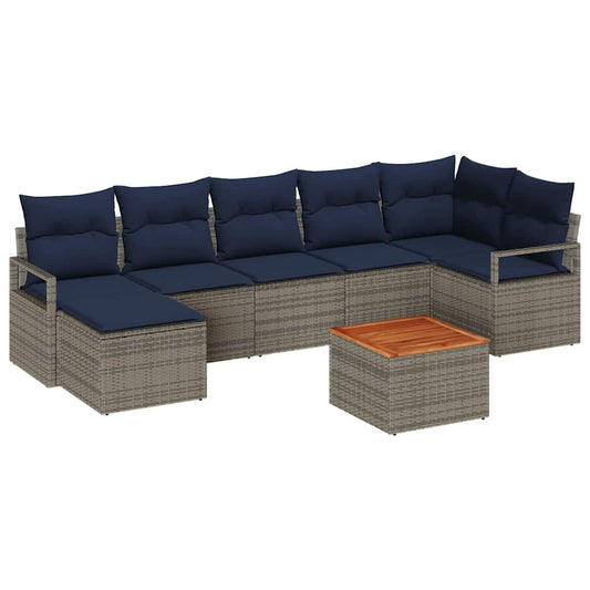 vidaXL Σετ Καναπέ Κήπου με μαξιλάρι 8 pcs Γκρι συνθετικό ρατάν