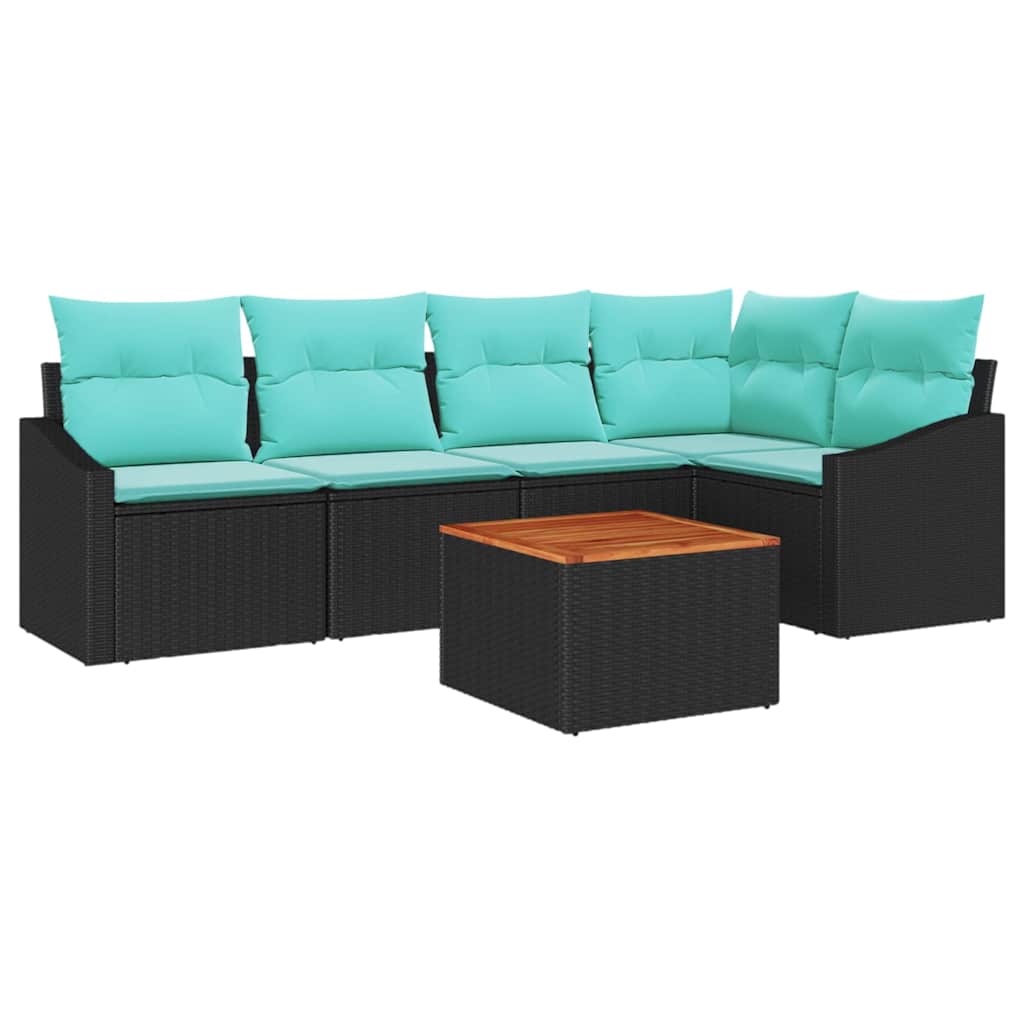vidaXL Σετ Καναπέ Κήπου 6 τμχ. Μαύρο συνθετικό ρατάν