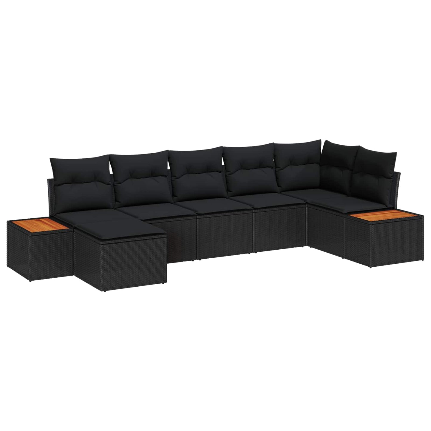 vidaXL Σετ Καναπέ Κήπου με μαξιλάρι 7 pcs Μαύρο συνθετικό ρατάν