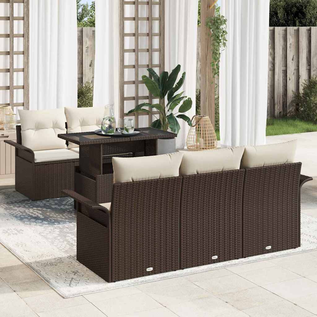 vidaXL Σετ Καναπέ Κήπου 6 τμχ. Καφέ συνθετικό ρατάν