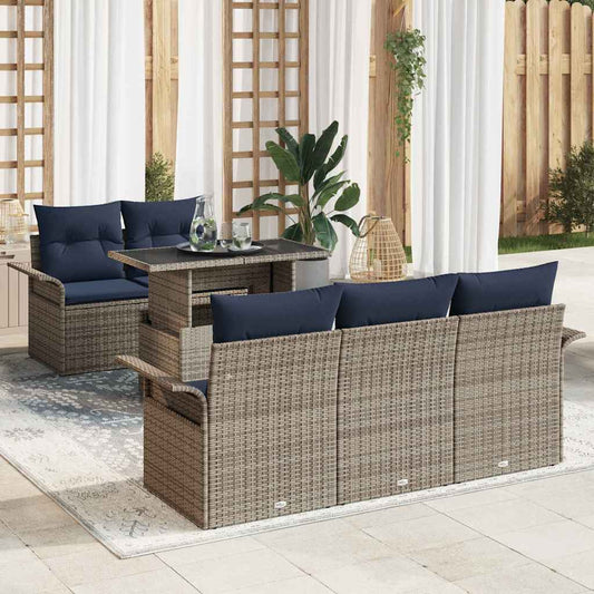 vidaXL Σετ Καναπέ Κήπου με μαξιλάρι 6 pcs Γκρι συνθετικό ρατάν