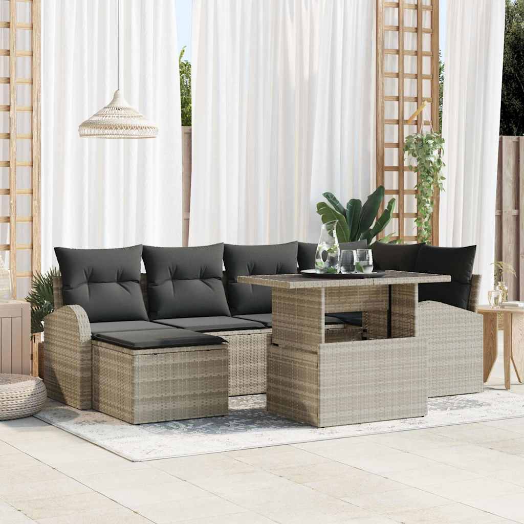 vidaXL Σετ Καναπέ Κήπου με μαξιλάρι 7 pcs Ανοιχτό γκρι
