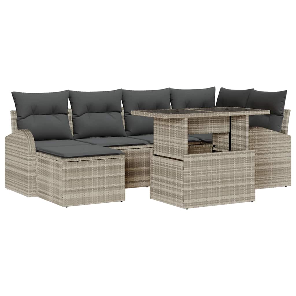 vidaXL Σετ Καναπέ Κήπου με μαξιλάρι 7 pcs Ανοιχτό γκρι