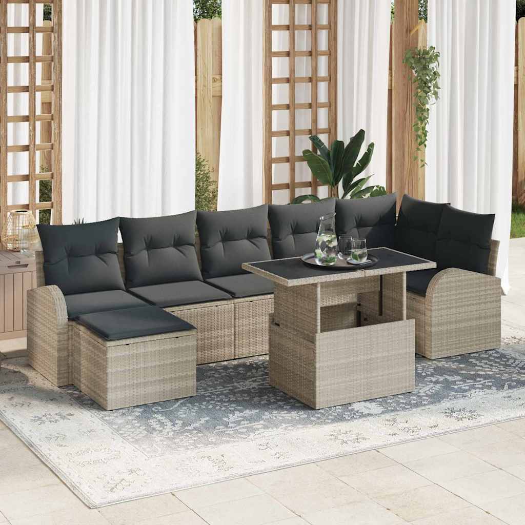 vidaXL Σετ Καναπέ Κήπου 8 pcs Ανοιχτό γκρι συνθετικό ρατάν