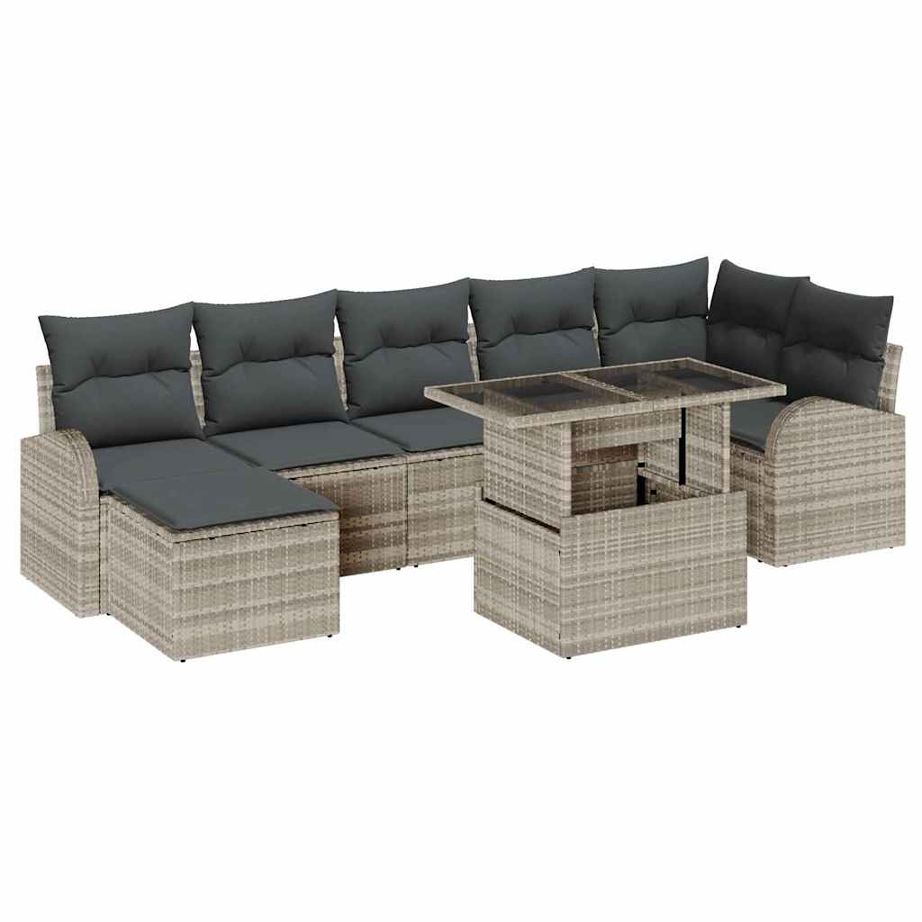 vidaXL Σετ Καναπέ Κήπου 8 pcs Ανοιχτό γκρι συνθετικό ρατάν