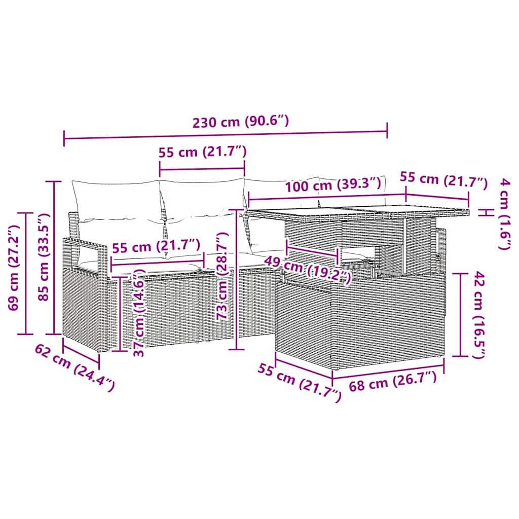 vidaXL Σετ Καναπέ Κήπου 5 pcs Ανοιχτό γκρι 100 x 55 x 73 εκ