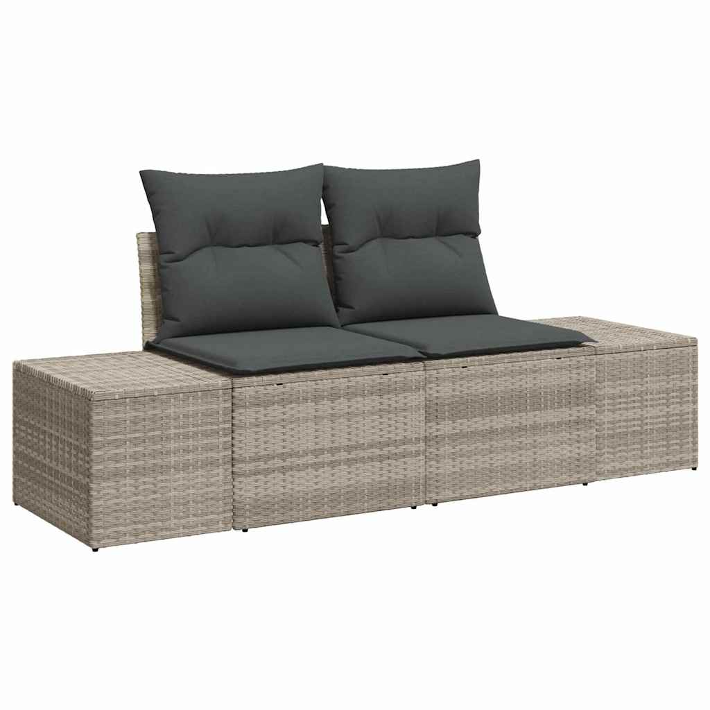 vidaXL Σετ Καναπέ Κήπου με μαξιλάρι 9 pcs Ανοιχτό γκρι συνθετικό ρατάν
