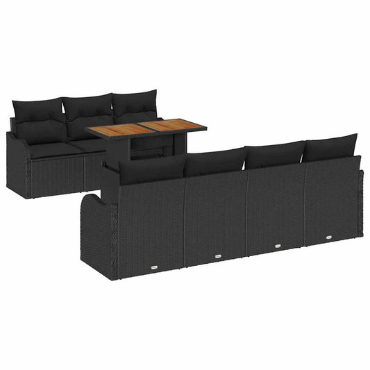 vidaXL Σετ Καναπέ Κήπου με μαξιλάρι 8 pcs Μαύρο 100 x 55 x 73 εκ