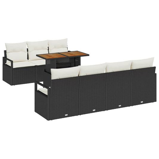 vidaXL Σετ Καναπέ Κήπου 8 pcs Μαύρο και Κρέμα 100 x 55 x 73 εκ