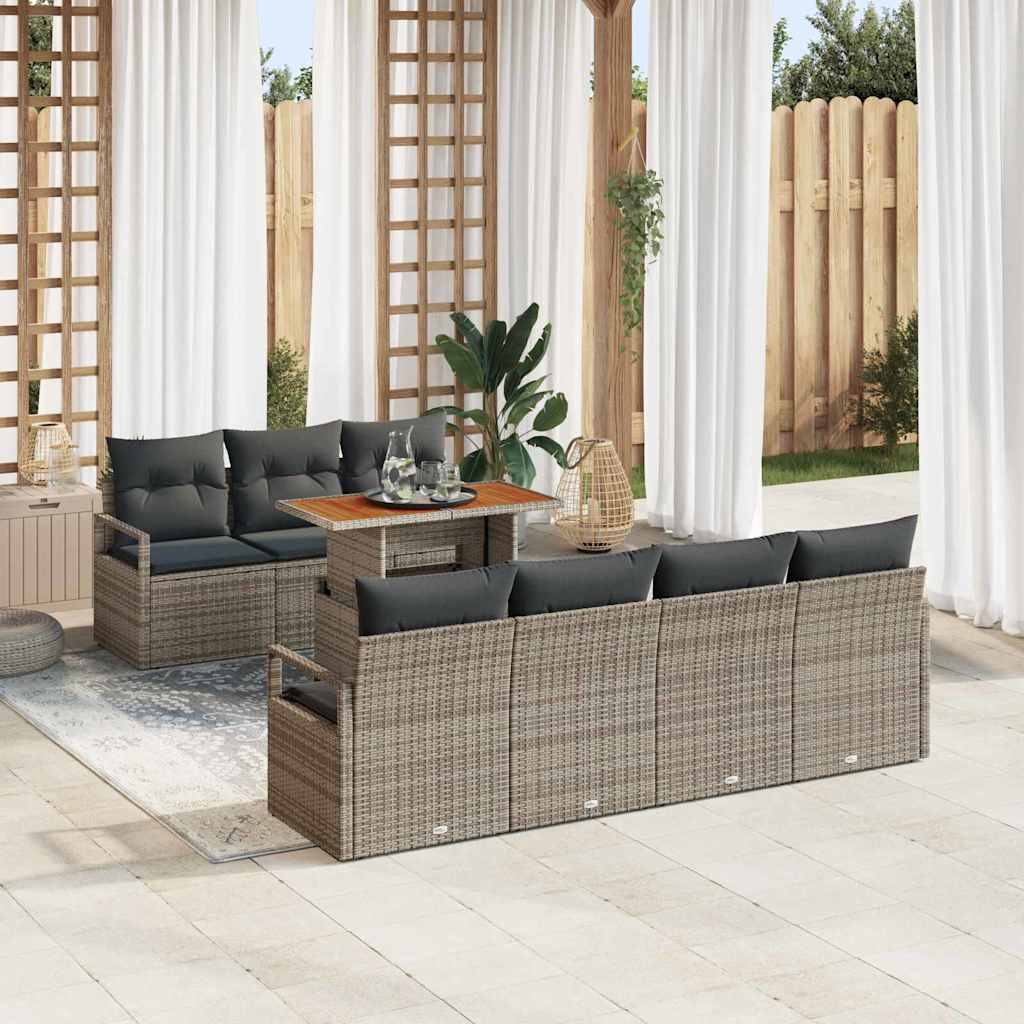 vidaXL Σετ Σαλονιού Κήπου 8 pcs Γκρι Μεγάλο Άχυρο και Μετάλλο