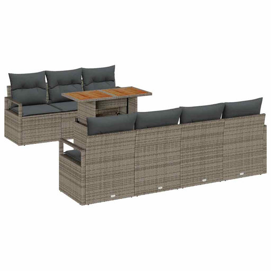 vidaXL Σετ Σαλονιού Κήπου 8 pcs Γκρι Μεγάλο Άχυρο και Μετάλλο
