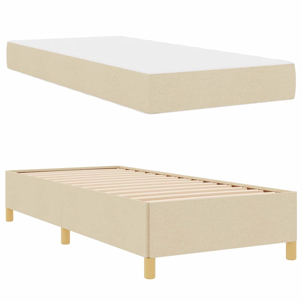 vidaXL Κρεβάτι με ελατήρια Λευκό και Κρέμα 90 x 190 cm ύφασμα