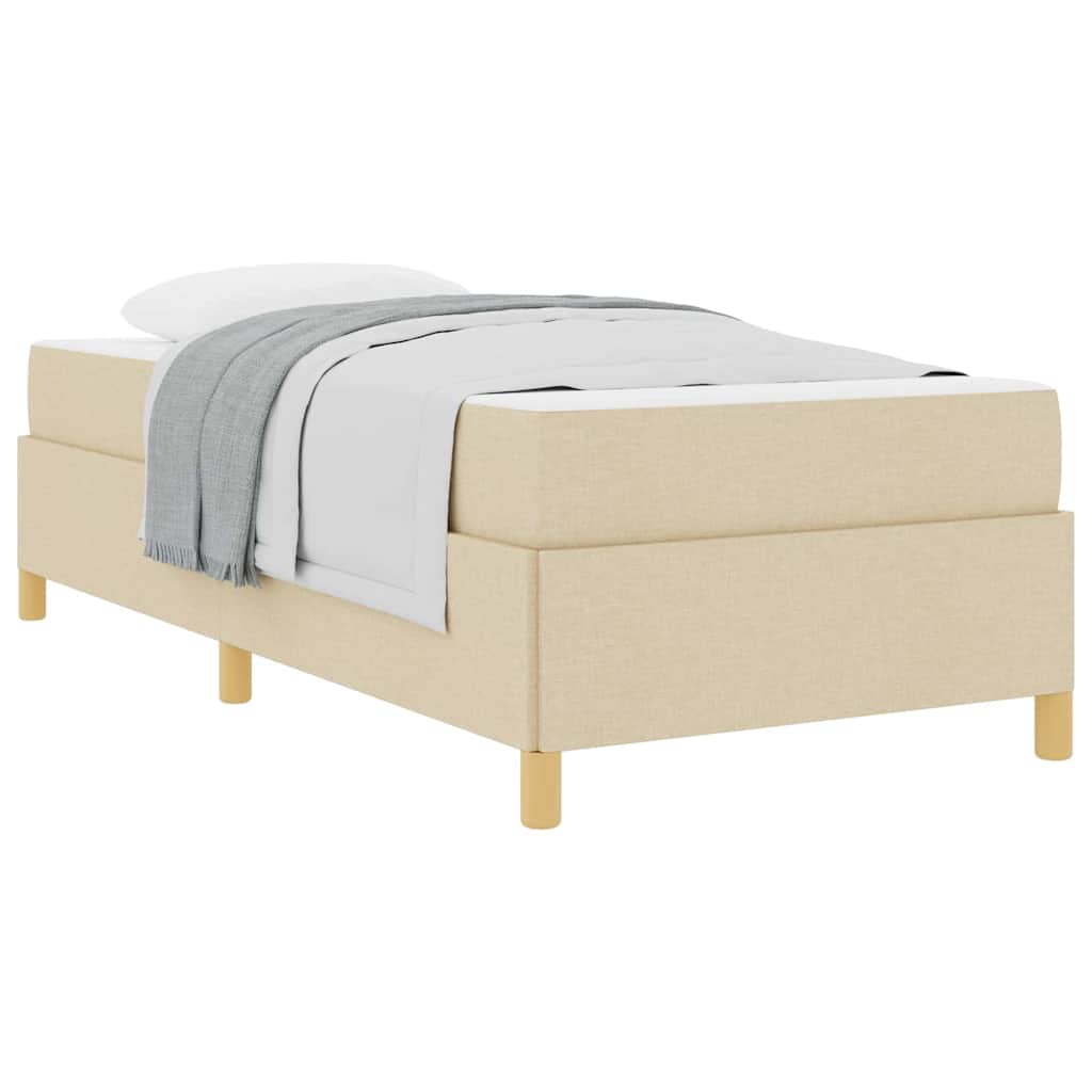 vidaXL Κρεβάτι με ελατήρια Λευκό και Κρέμα 90 x 190 cm ύφασμα