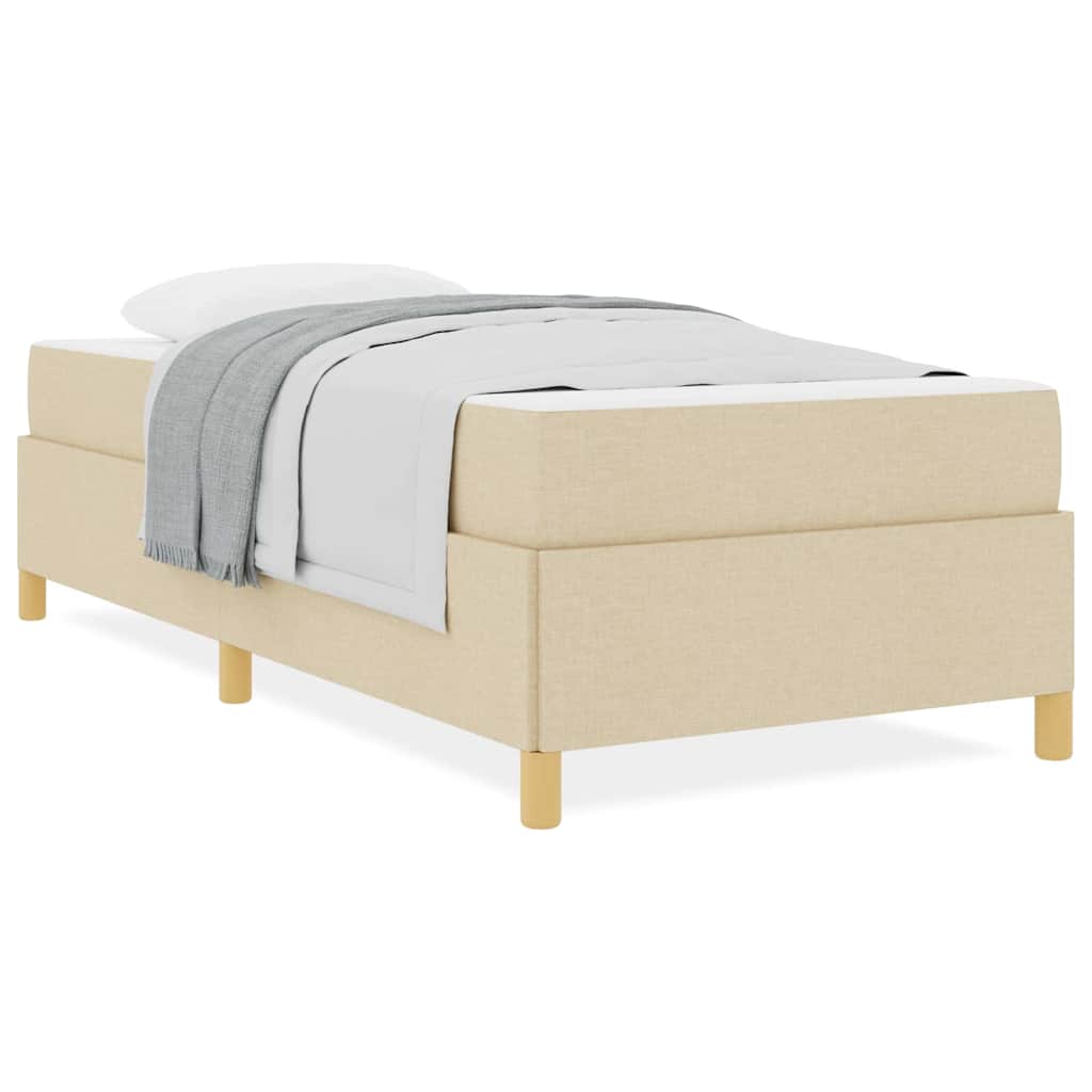 vidaXL Κρεβάτι με ελατήρια Λευκό και Κρέμα 90 x 190 cm ύφασμα