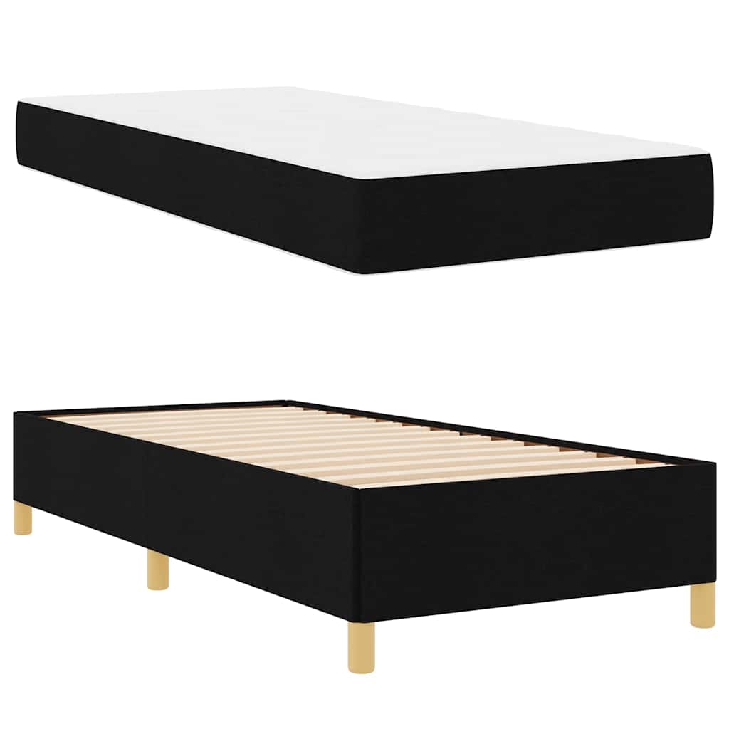 vidaXL Κρεβάτι με ελατήρια Μαύρο και Λευκό 90 x 200 cm ύφασμα