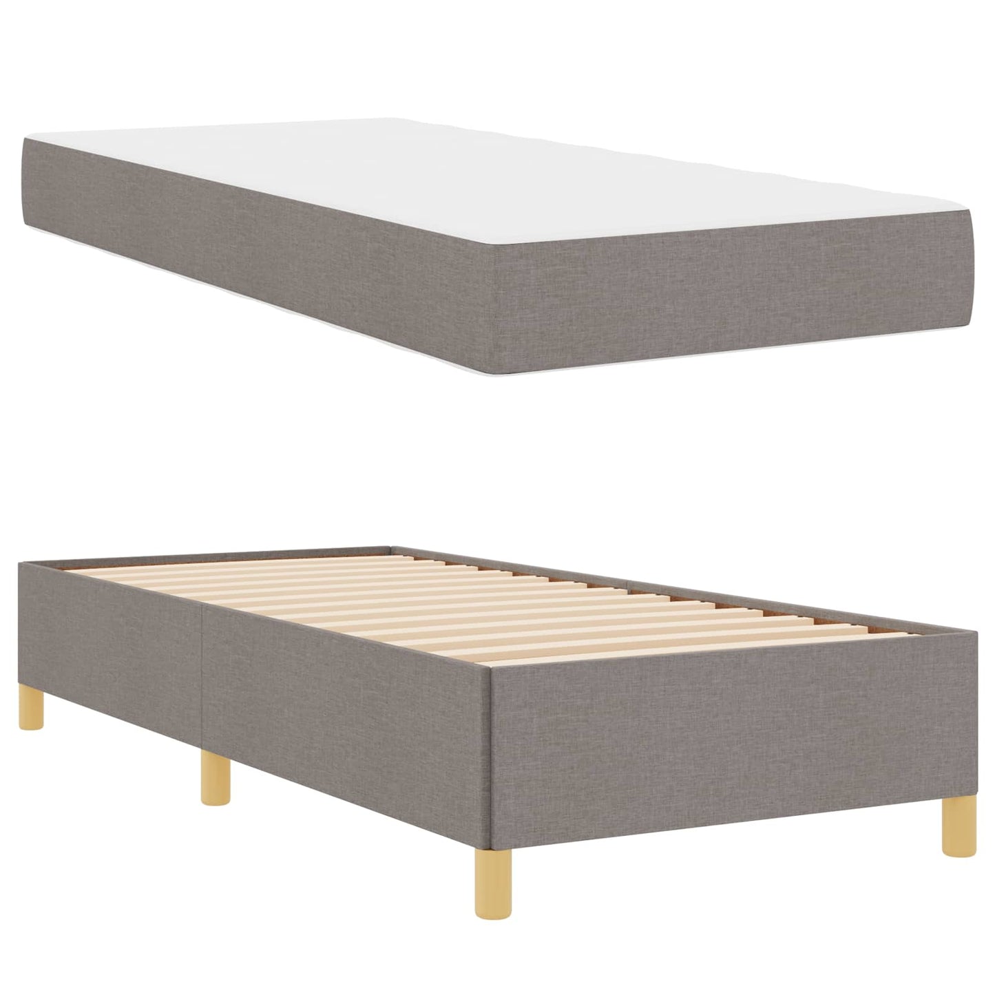 vidaXL Κρεβάτι με ελατήρια Ταμπά και Λευκό 90 x 200 cm ύφασμα