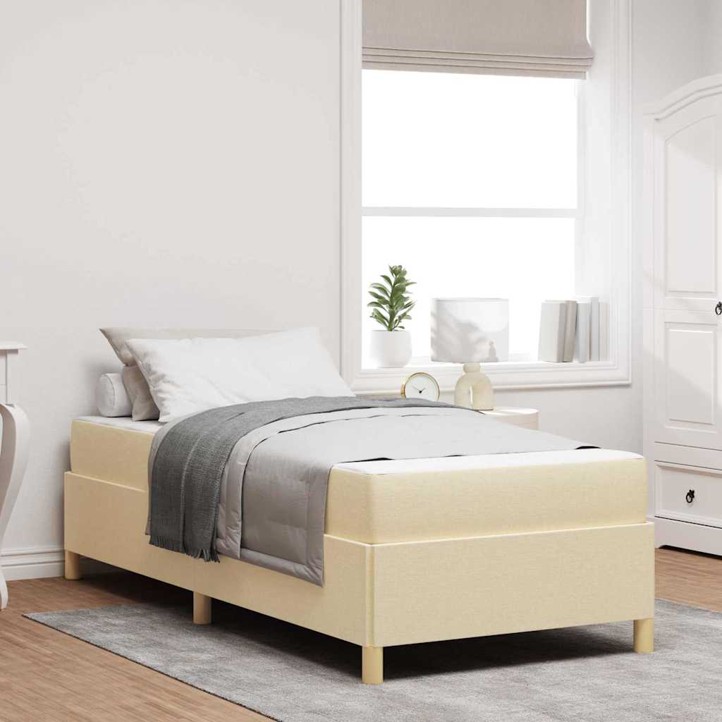 vidaXL Κρεβάτι με ελατήρια Λευκό και Κρέμα 100 x 200 cm ύφασμα