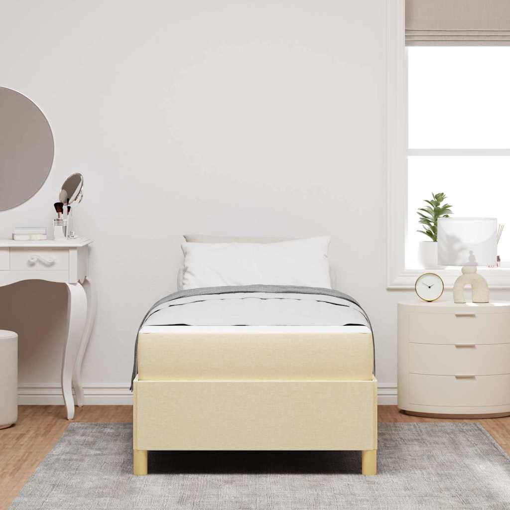 vidaXL Κρεβάτι με ελατήρια Λευκό και Κρέμα 100 x 200 cm ύφασμα