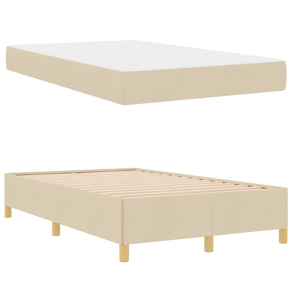 vidaXL Σκελετός Κρεβατιού με στρώμα Κρεμ 120 x 200 cm ύφασμα