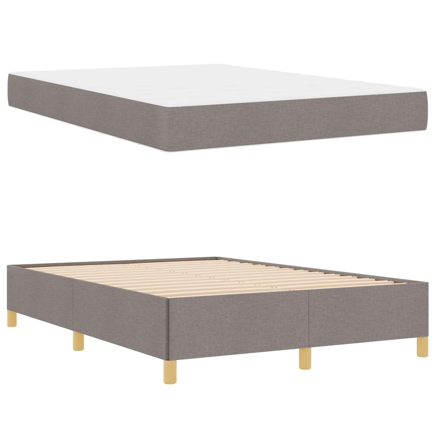 vidaXL Σκελετός Κρεβατιού με στρώμα Taupe 140 x 190 cm ύφασμα
