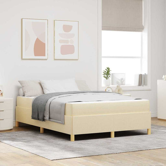 vidaXL Σκελετός Κρεβατιού με στρώμα Κρεμ 140 x 190 cm ύφασμα