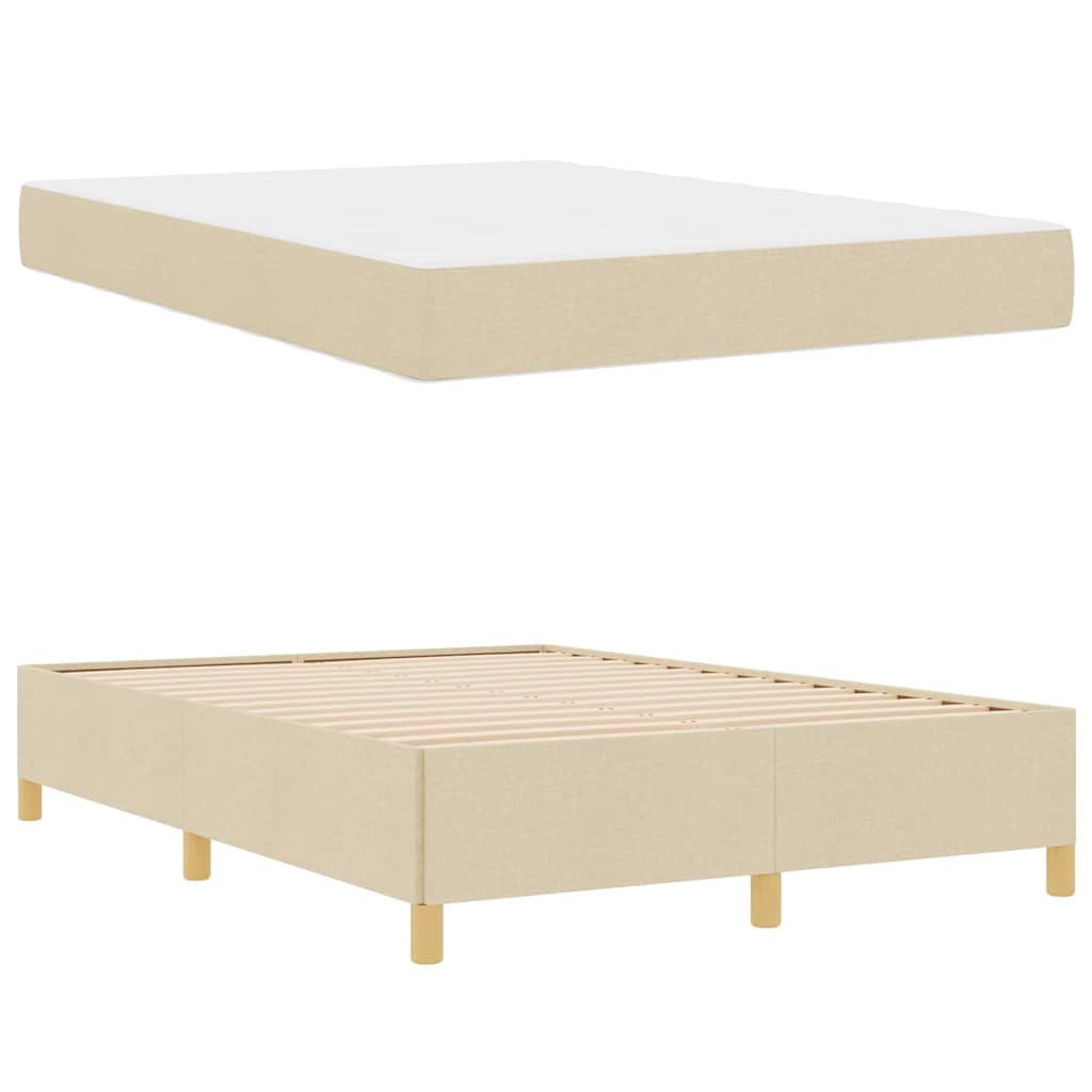 vidaXL Σκελετός Κρεβατιού με στρώμα Κρεμ 140 x 190 cm ύφασμα