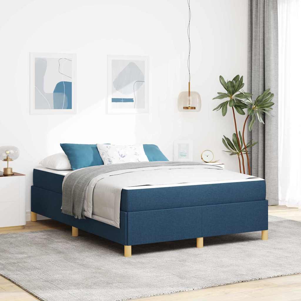 vidaXL Σκελετός Κρεβατιού με στρώμα Μπλε 140 x 190 cm ύφασμα