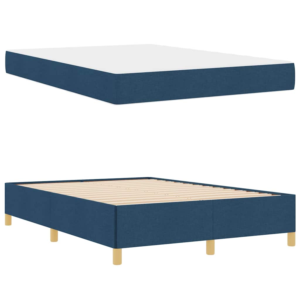 vidaXL Σκελετός Κρεβατιού με στρώμα Μπλε 140 x 190 cm ύφασμα