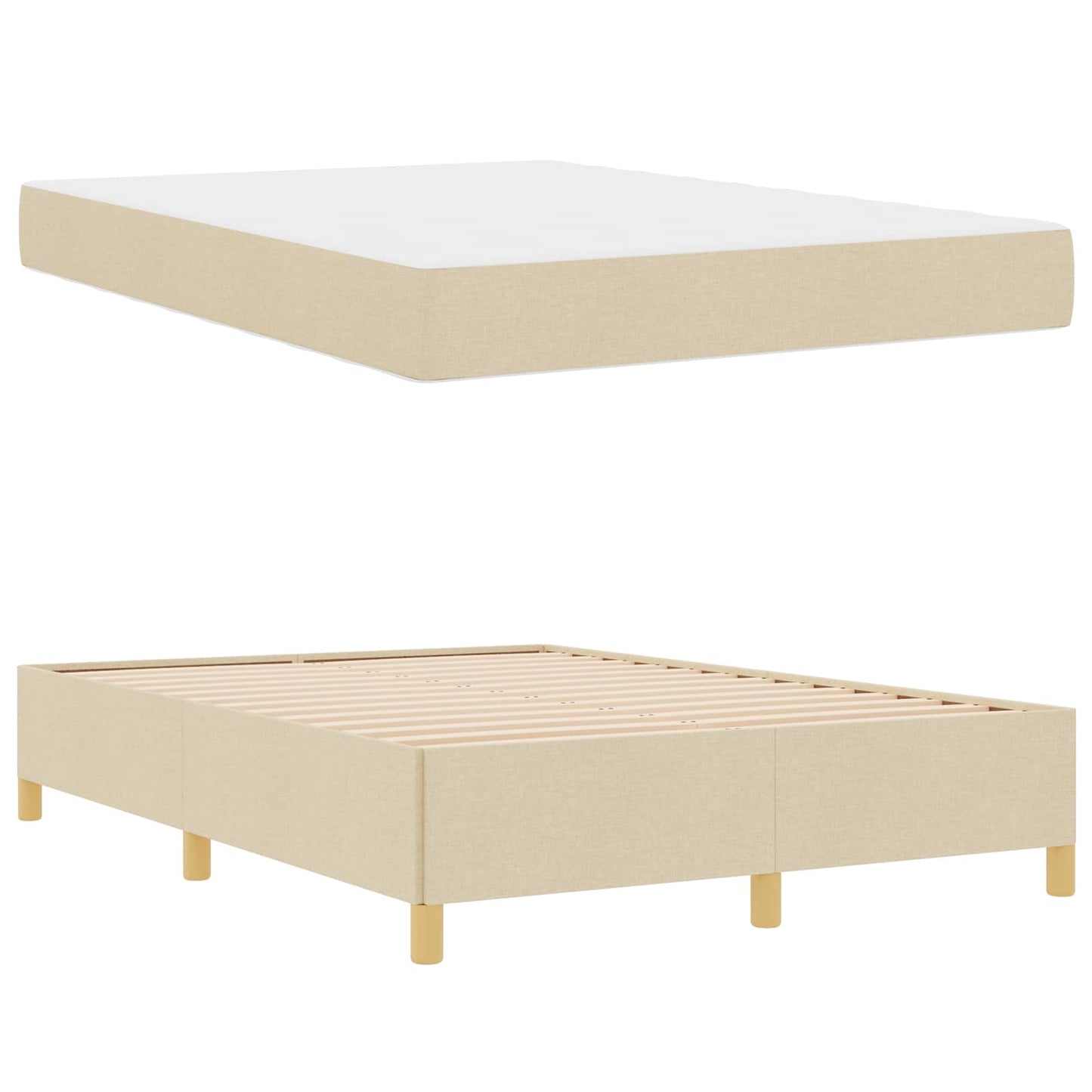 vidaXL Σκελετός Κρεβατιού με στρώμα Κρεμ 140 x 200 cm ύφασμα