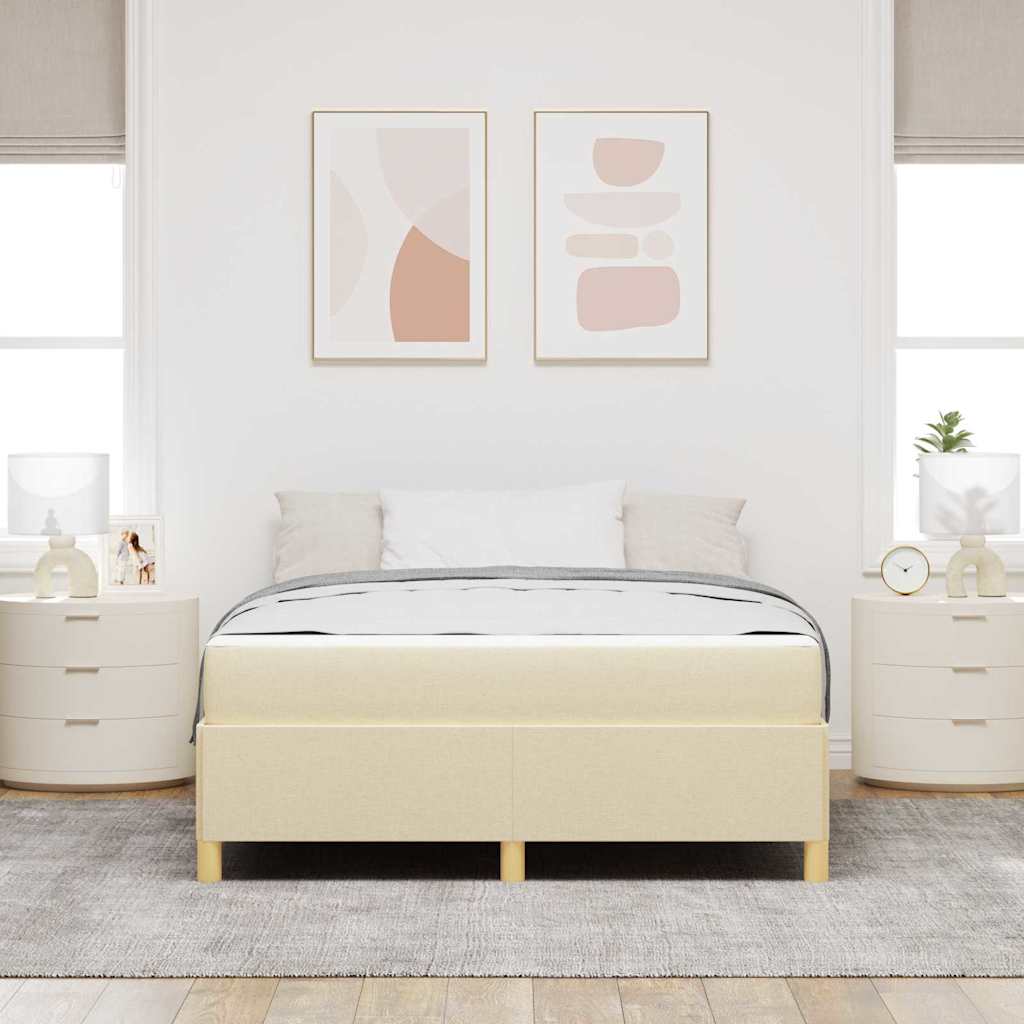 vidaXL Κρεβάτι με ελατήρια Κρέμα και Λευκό 160 x 200 cm ύφασμα