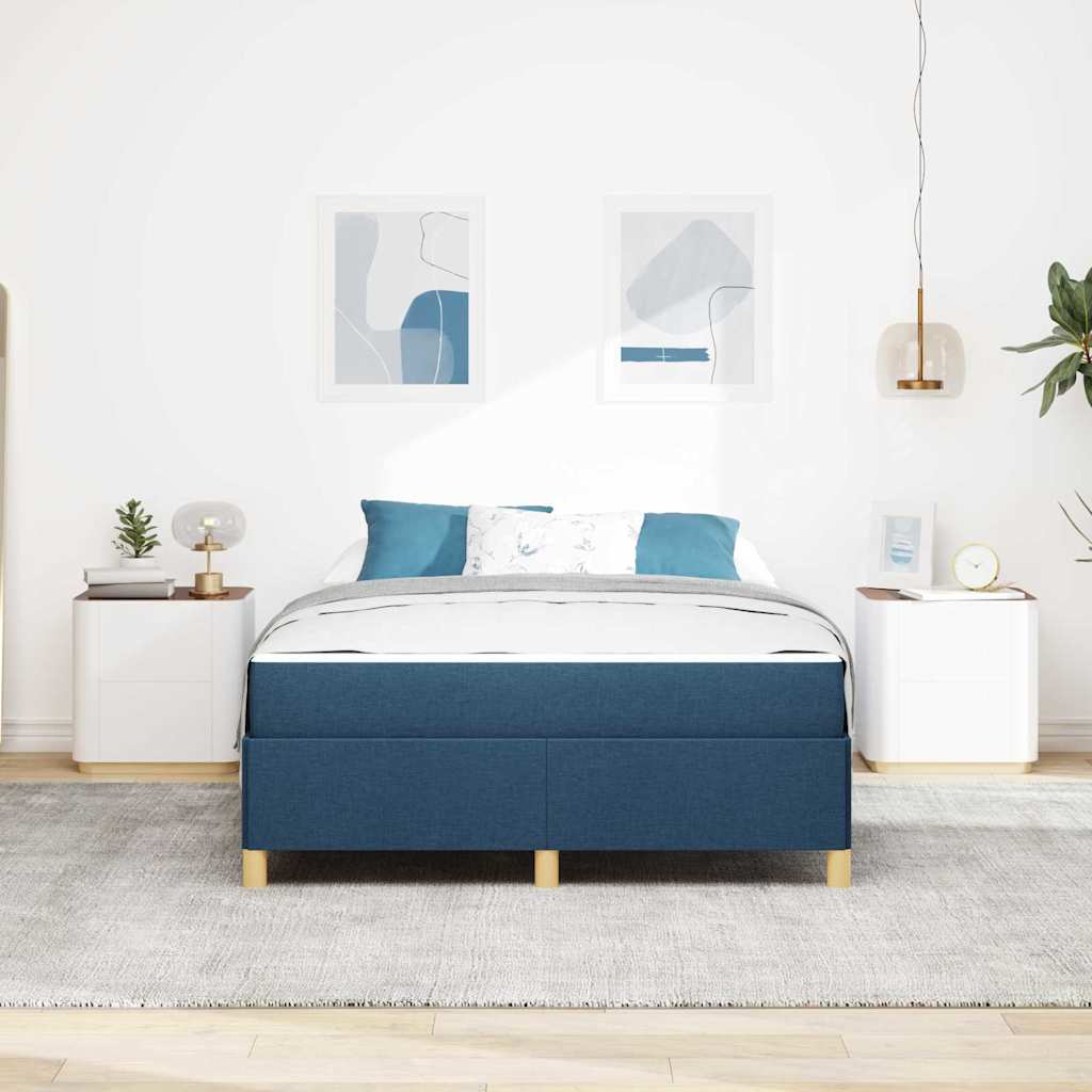vidaXL Κρεβάτι με ελατήρια Μπλε και άσπρο 160 x 200 cm ύφασμα