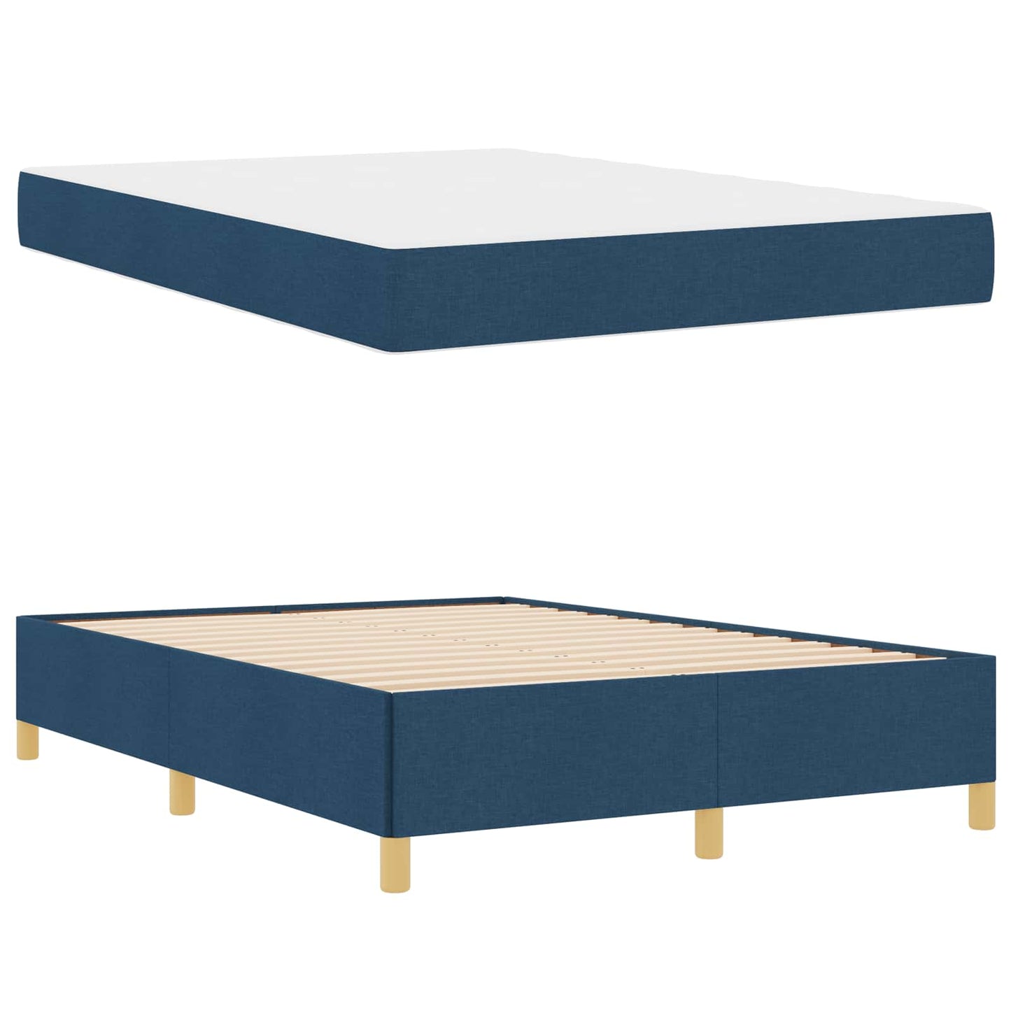 vidaXL Κρεβάτι με ελατήρια Μπλε και άσπρο 160 x 200 cm ύφασμα