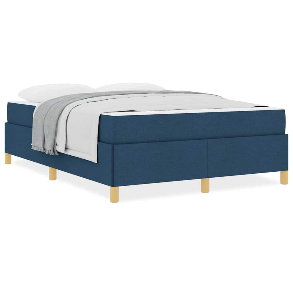vidaXL Κρεβάτι με ελατήρια Μπλε και άσπρο 160 x 200 cm ύφασμα
