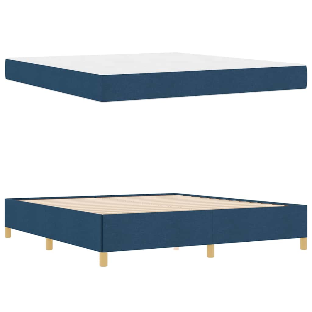 vidaXL Κρεβάτι με ελατήρια Μπλε και άσπρο 180 x 200 cm ύφασμα