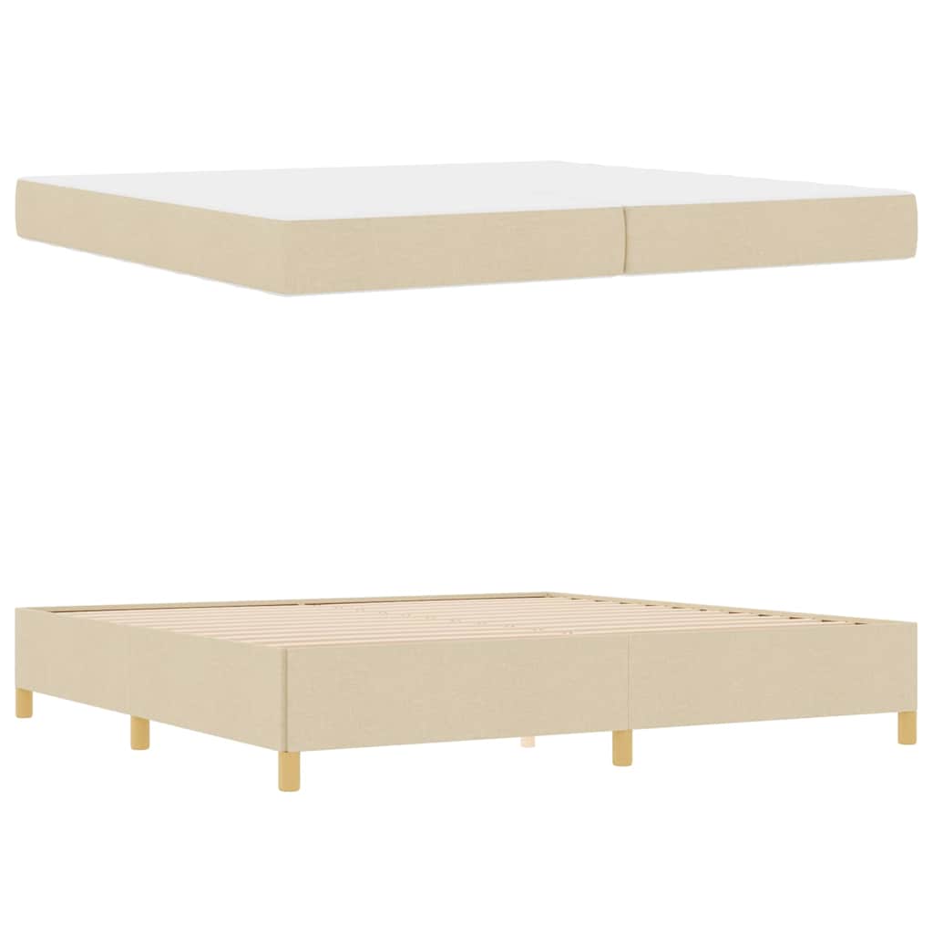 vidaXL Σκελετός Κρεβατιού με στρώμα Κρεμ 200 x 200 cm ύφασμα
