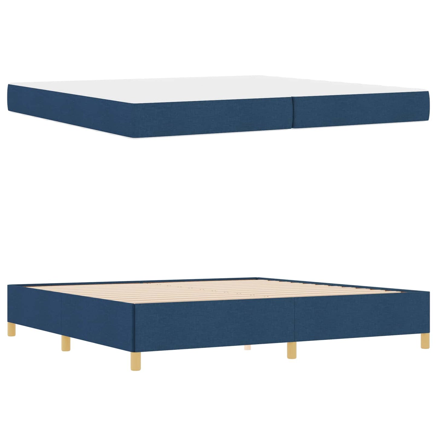 vidaXL Σκελετός Κρεβατιού με στρώμα Μπλε 200 x 200 cm ύφασμα