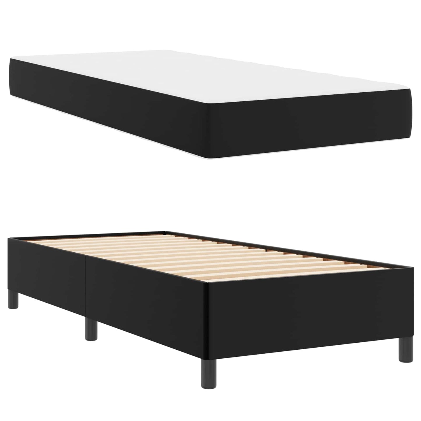 vidaXL Σκελετός Κρεβατιού με στρώμα Μαύρο 90 x 190 cm ύφασμα
