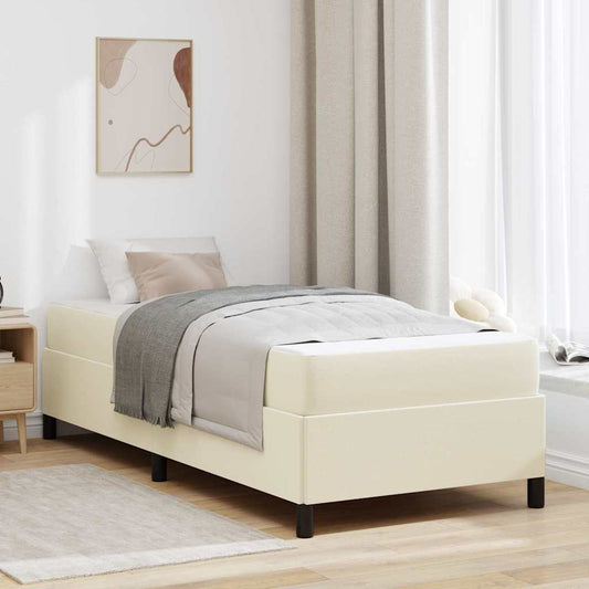 vidaXL Σκελετός Κρεβατιού με στρώμα Κρεμ 90 x 190 cm ύφασμα
