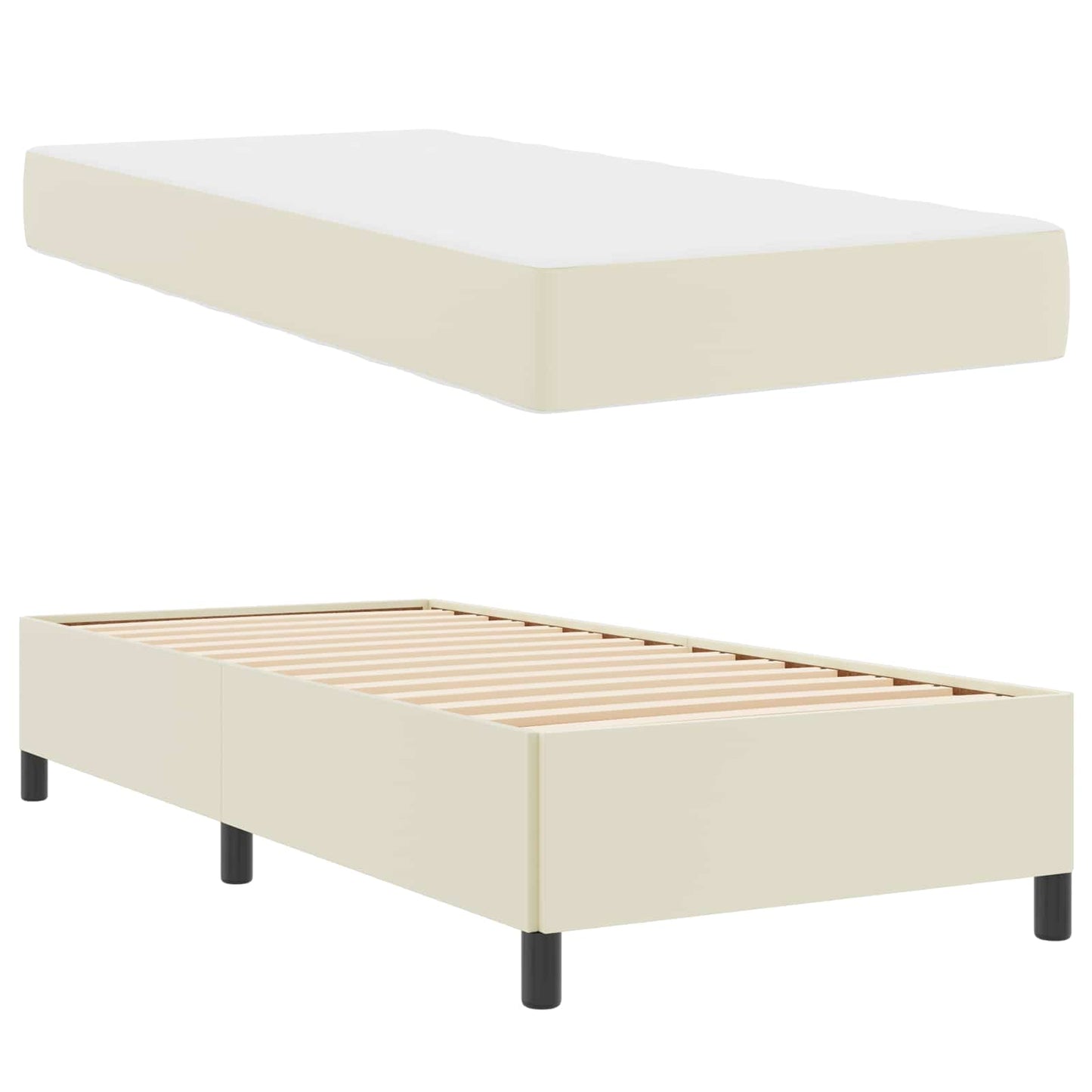 vidaXL Σκελετός Κρεβατιού με στρώμα Κρεμ 90 x 190 cm ύφασμα
