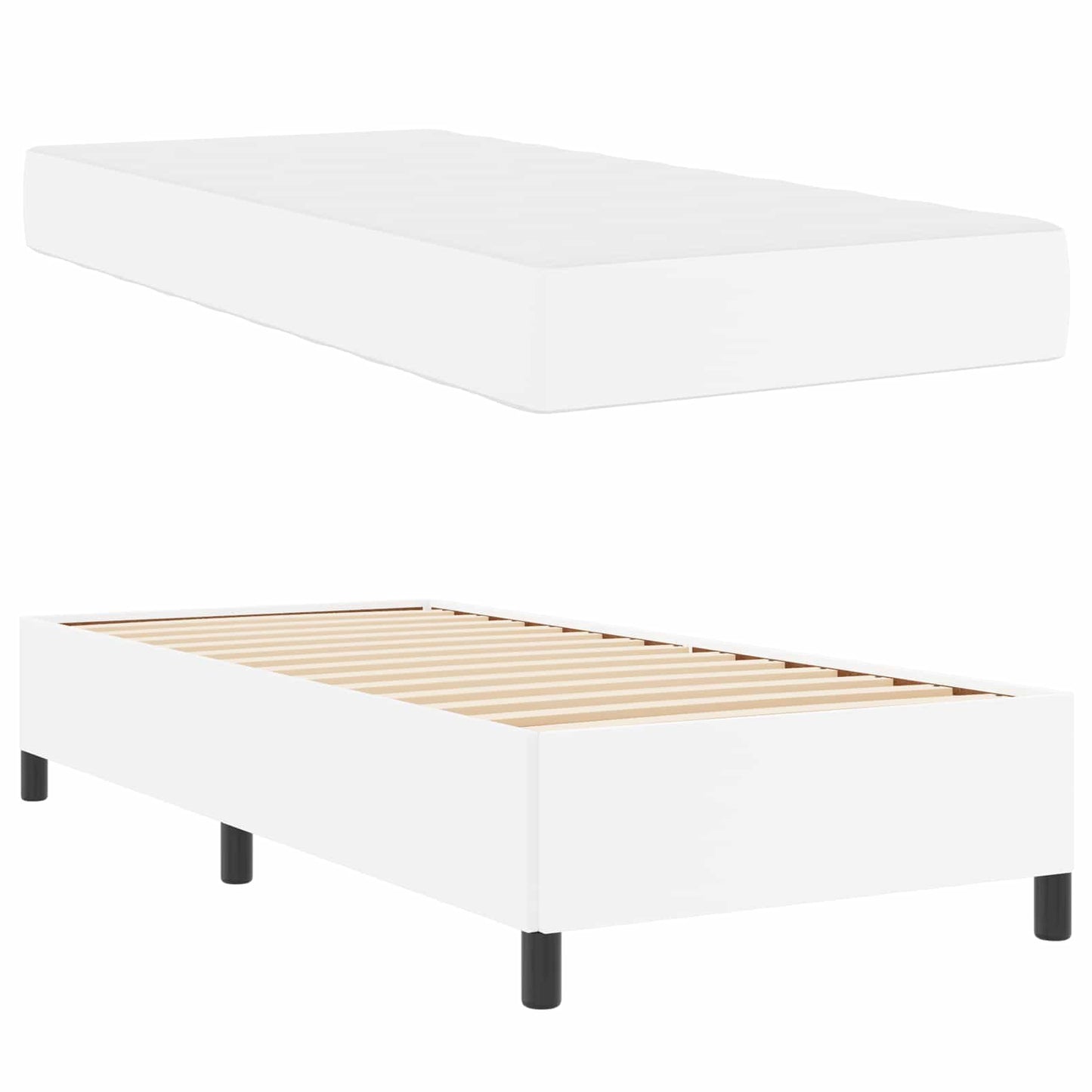 vidaXL Σκελετός Κρεβατιού με στρώμα Λευκό 90 x 200 cm ύφασμα