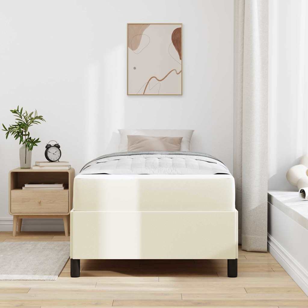 vidaXL Σκελετός Κρεβατιού με στρώμα Κρεμ 90 x 200 cm ύφασμα