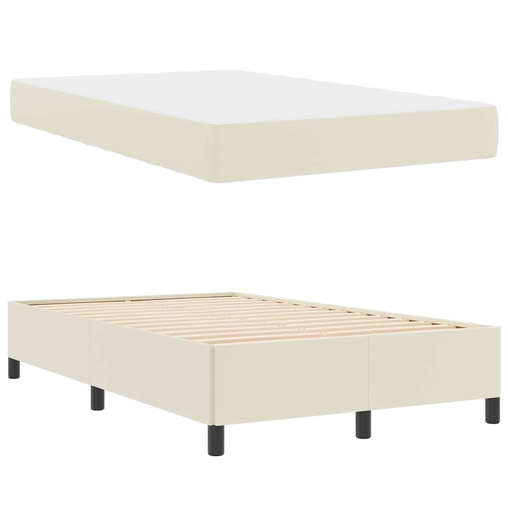 vidaXL Σκελετός Κρεβατιού με στρώμα Κρεμ 120 x 200 cm ύφασμα