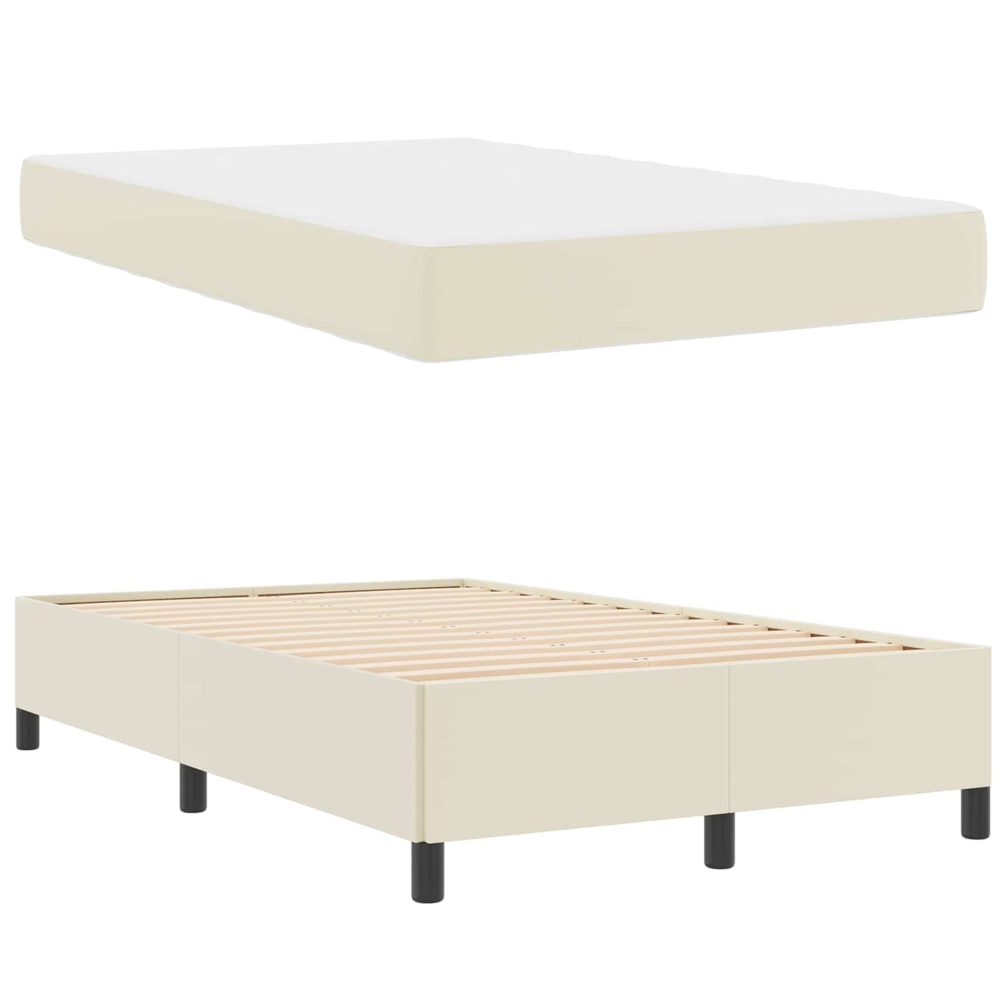 vidaXL Σκελετός Κρεβατιού με στρώμα Κρεμ 120 x 200 cm ύφασμα