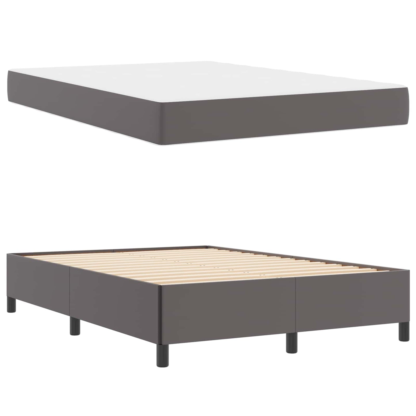 vidaXL Σκελετός Κρεβατιού με στρώμα Γκρι 140 x 190 cm ύφασμα