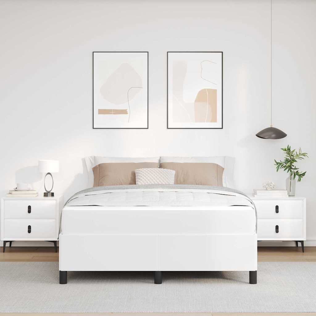 vidaXL Σκελετός Κρεβατιού με στρώμα Λευκό 140 x 200 cm ύφασμα