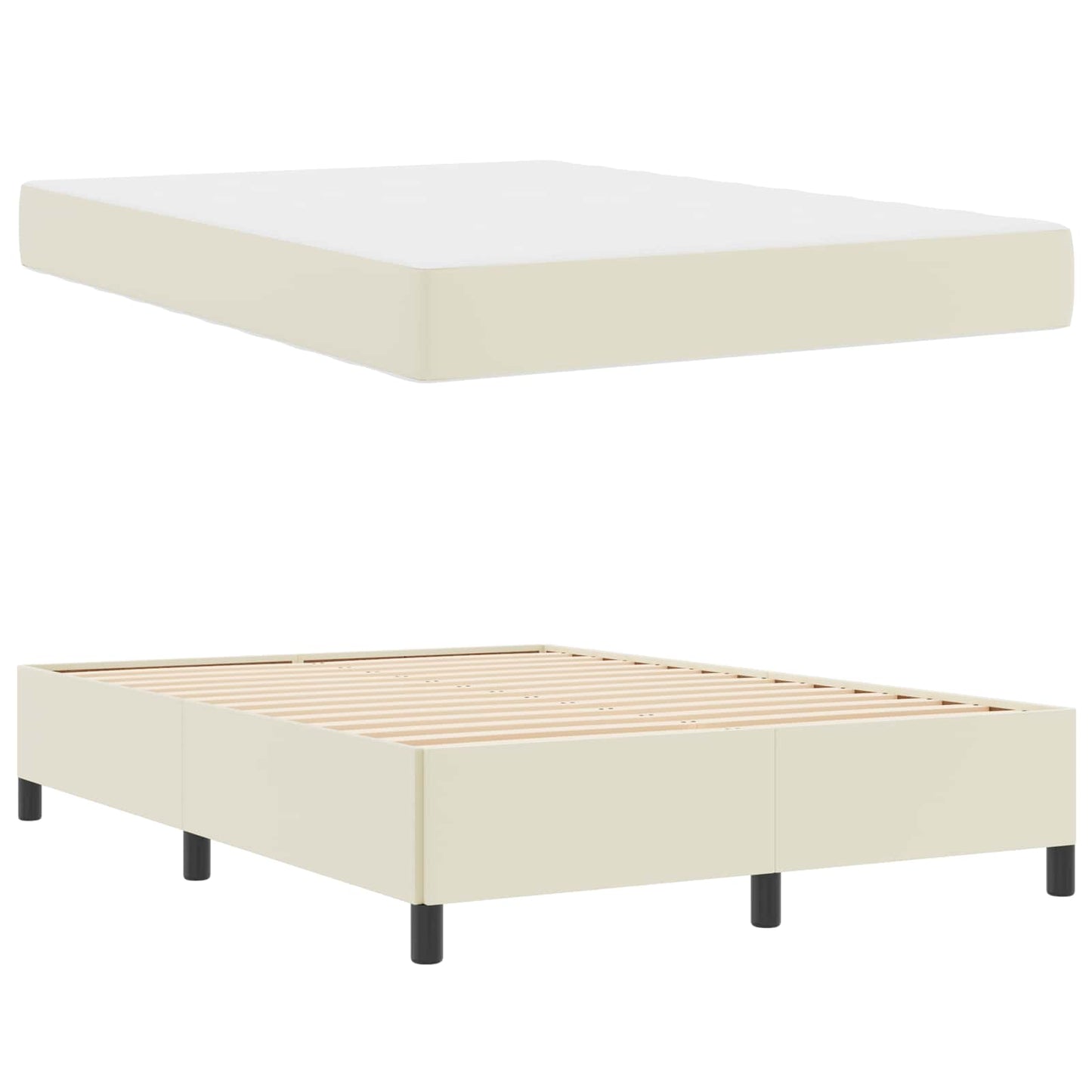 vidaXL Σκελετός Κρεβατιού με στρώμα Κρεμ 140 x 200 cm ύφασμα