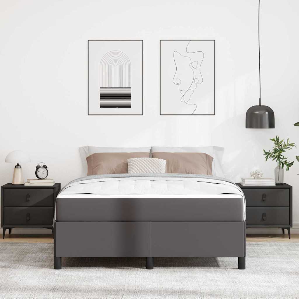vidaXL Σκελετός Κρεβατιού με στρώμα Γκρι 140 x 200 cm ύφασμα