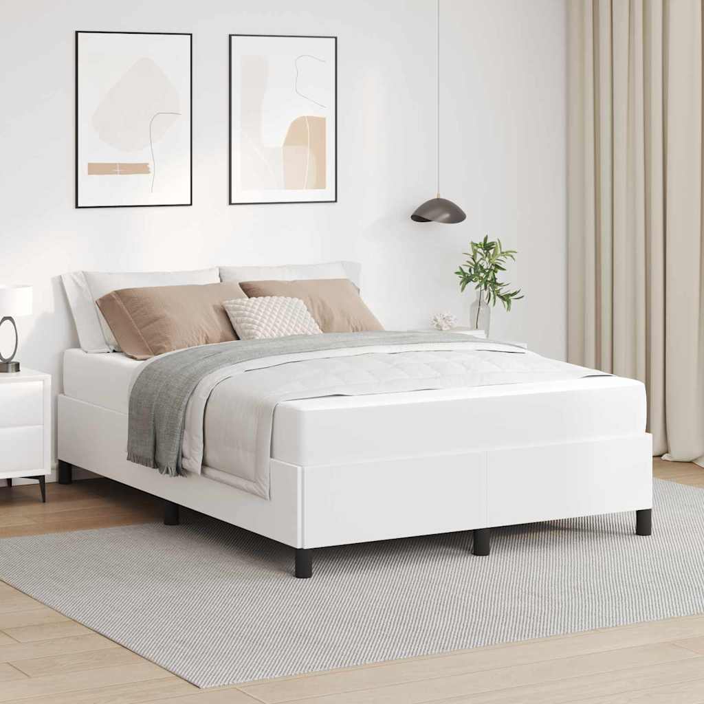 vidaXL Σκελετός Κρεβατιού με στρώμα Λευκό 160 x 200 cm ύφασμα