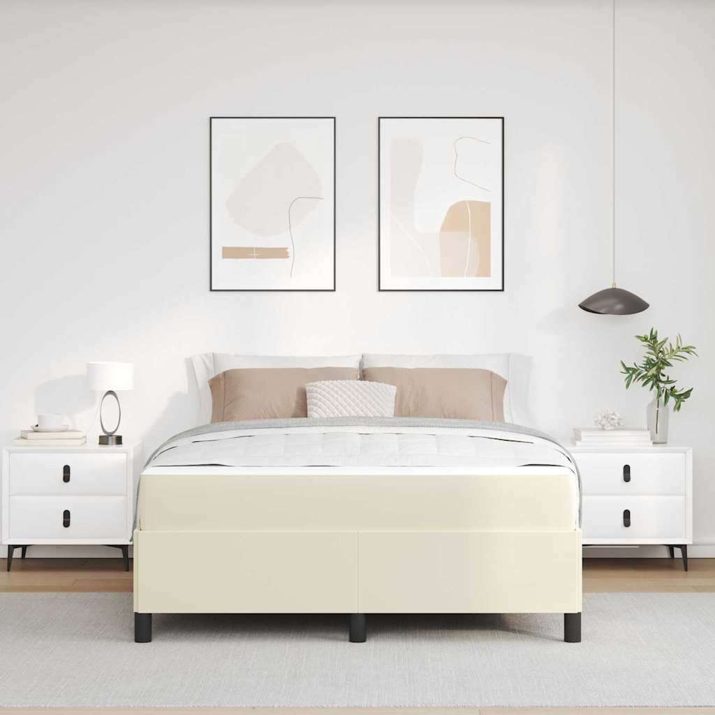 vidaXL Σκελετός Κρεβατιού με στρώμα Κρεμ 160 x 200 cm ύφασμα